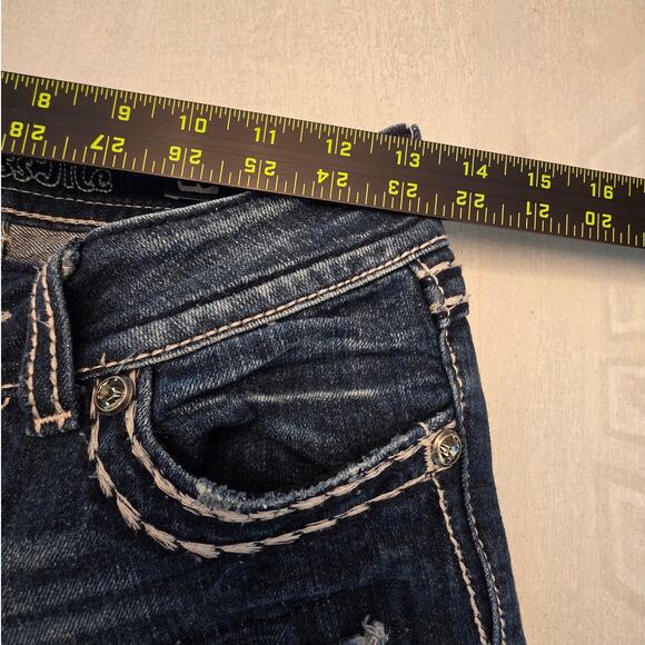 Miss Me Women's Denim Boot Jean SZ 26 Sequin Patchwork Y2K Low Rise - Picture 9 of 11